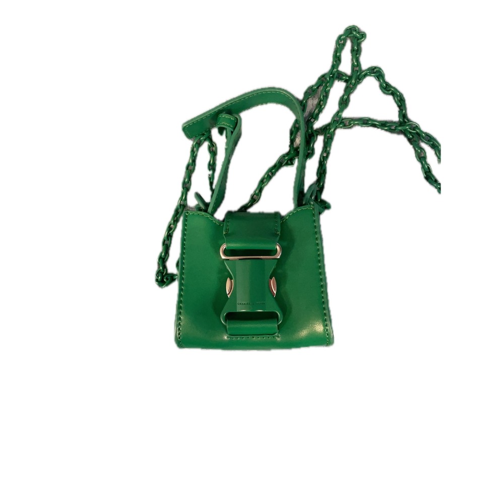 Charles Keith Green Mini Bag with Silver‎ Buckle Chain Strap